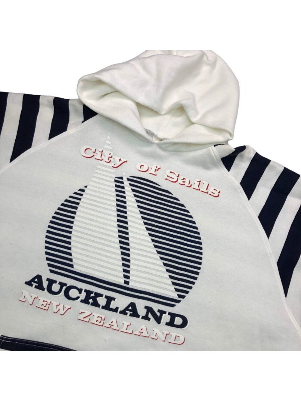 Bad Habits Men’s S/S Hooded Sweater White/Navy • New Zealand • XL